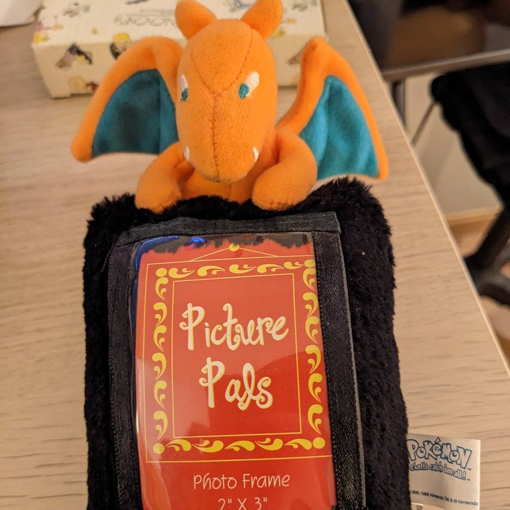 1999 RARE Vintage Official Pokemon Charizard Picture Pal Plush Bean Bag Frame 7"